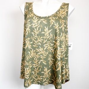 Falls Creek tank top swing flowy longer in back rayon blend foliage leaves